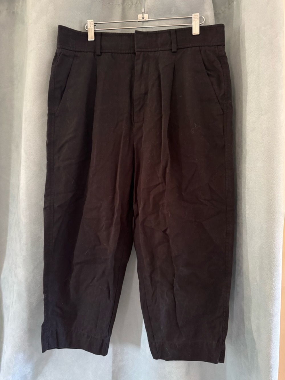 Everlane Women's Cropped Black Pleated Ankle Trousers Size 12